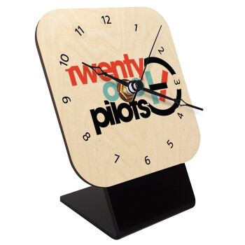 Twenty one pilots, Επιτραπέζιο ρολόι σε φυσικό ξύλο (10cm)
