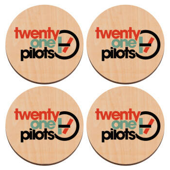 Twenty one pilots, ΣΕΤ x4 Σουβέρ ξύλινα στρογγυλά plywood (9cm)