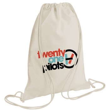 Twenty one pilots, Backpack bag GYMBAG natural (28x40cm)