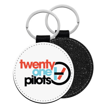 Twenty one pilots, Μπρελόκ Δερματίνη, στρογγυλό ΜΑΥΡΟ (5cm)