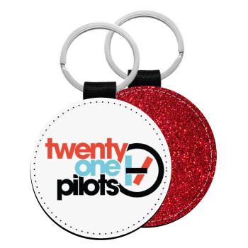 Twenty one pilots, Μπρελόκ Δερματίνη, στρογγυλό ΚΟΚΚΙΝΟ (5cm)