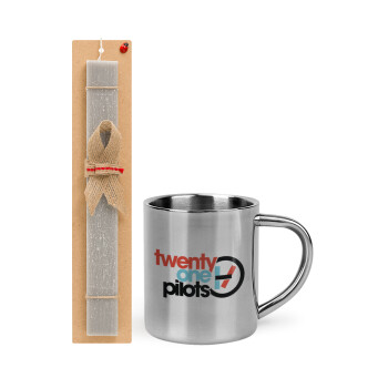 Twenty one pilots, Easter Set, metallic thermal cup (300ml) & Easter aromatic flat candle (30cm) (GRAY)