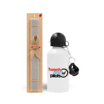 Twenty one pilots, Easter Set, metallic aluminum water bottle (500ml) & aromatic flat Easter candle (30cm) (GRAY)