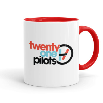 Twenty one pilots, Κούπα χρωματιστή κόκκινη, κεραμική, 330ml