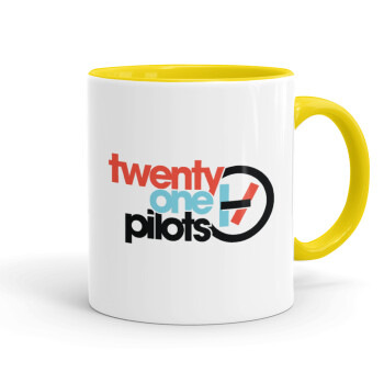 Twenty one pilots, Κούπα χρωματιστή κίτρινη, κεραμική, 330ml
