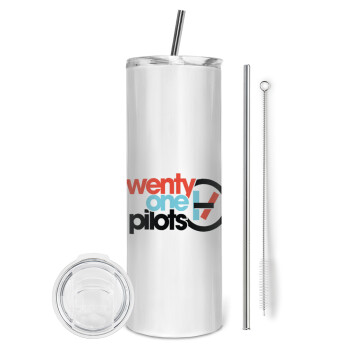 Twenty one pilots, Eco friendly stainless steel tumbler 600ml, with metal straw & cleaning brush