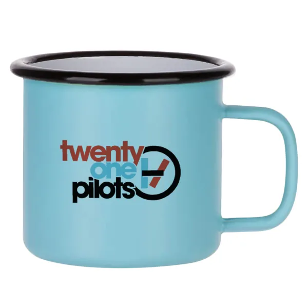 Twenty one pilots — Metal enamel mug, matte light blue, 360ml