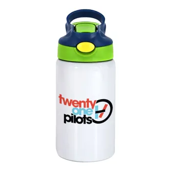 Twenty one pilots, Παιδικό παγούρι θερμό, ανοξείδωτο, με καλαμάκι ασφαλείας, πράσινο/μπλε (350ml)