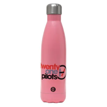 Twenty one pilots, Metal mug thermos Pink Mat (Stainless steel), double wall, 500ml
