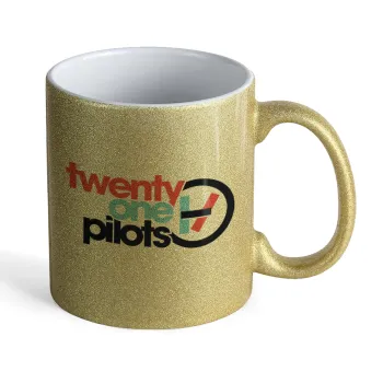 Twenty one pilots, Κούπα Χρυσή Glitter που γυαλίζει, κεραμική, 330ml