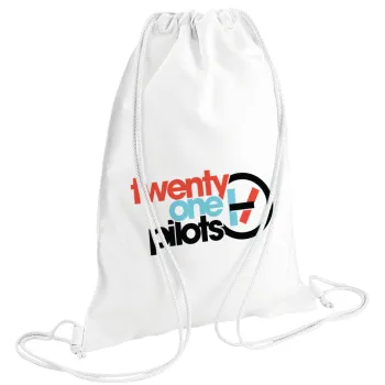Twenty one pilots, Backpack pouch GYMBAG white (28x40cm)