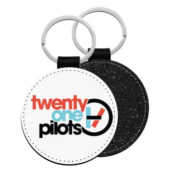 Twenty one pilots, Μπρελόκ Δερματίνη, στρογγυλό ΜΑΥΡΟ (5cm)