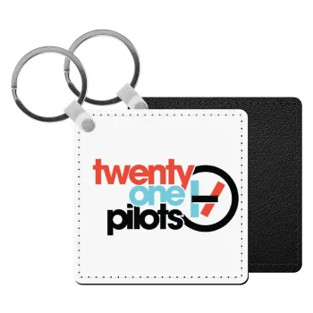 Twenty one pilots, Μπρελόκ Δερματίνη, τετράγωνο ΜΑΥΡΟ (5x5cm)