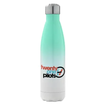 Twenty one pilots, Metal mug thermos Green/White (Stainless steel), double wall, 500ml