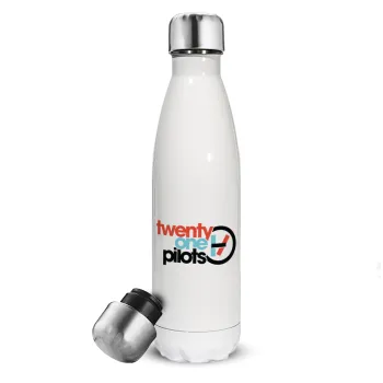 Twenty one pilots, Metal mug thermos White (Stainless steel), double wall, 500ml