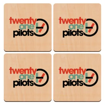 Twenty one pilots, ΣΕΤ x4 Σουβέρ ξύλινα τετράγωνα plywood (9cm)