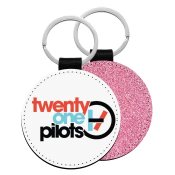 Twenty one pilots, Μπρελόκ Δερματίνη, στρογγυλό ΡΟΖ (5cm)