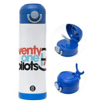 Twenty one pilots, Παιδικό παγούρι θερμό, ανοξείδωτο, με καλαμάκι ασφαλείας, ΜΠΛΕ (500ml)