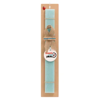 Twenty one pilots, Easter Set, wooden keychain & aromatic flat Easter candle (30cm) (TURQUOISE)