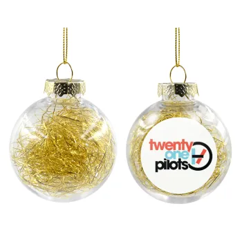 Twenty one pilots, Transparent Christmas tree ball ornament with gold filling 8cm