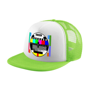 No signal, Καπέλο Ενηλίκων Soft Trucker με Δίχτυ ΠΡΑΣΙΝΟ/ΛΕΥΚΟ (POLYESTER, ΕΝΗΛΙΚΩΝ, ONE SIZE)