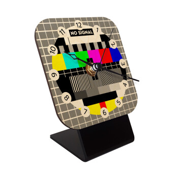 No signal, Quartz Table clock in natural wood (10cm)