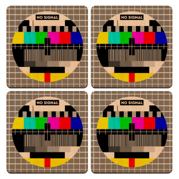 No signal, ΣΕΤ x4 Σουβέρ ξύλινα τετράγωνα plywood (9cm)