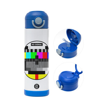 No signal, Παιδικό παγούρι θερμό, ανοξείδωτο, με καλαμάκι ασφαλείας, ΜΠΛΕ (500ml)