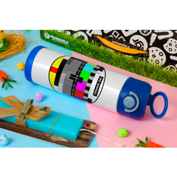 No signal, Easter candle, Childrens hot water bottle, stainless steel, with safety straw, BLUE (500ml)