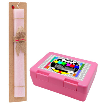 No signal, Easter Set, children's snack container PINK & scented flat Easter candle (30cm) (PINK)