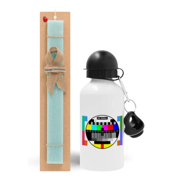 No signal, Easter Set, metallic aluminum water bottle (500ml) & scented flat candle (30cm) (TURQUOISE)