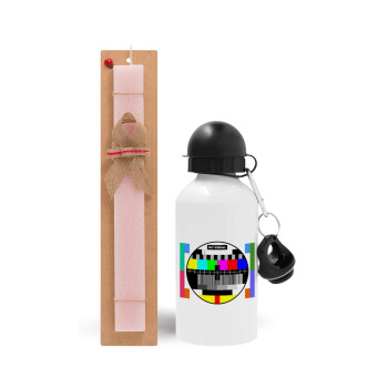No signal, Easter Set, metallic aluminum bottle (500ml) & aromatic flat Easter candle (30cm) (PINK)