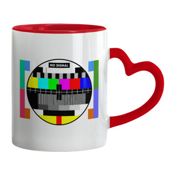 No signal, Mug heart red handle, ceramic, 330ml
