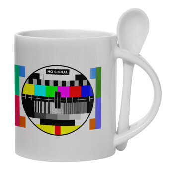No signal, Ceramic coffee mug with Spoon, 330ml (1pcs)
