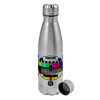 Metallic water bottle, stainless steel, 750ml