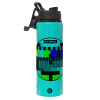 Metallic water bottle with safety lid, 850ml aluminum