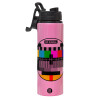 Metallic water bottle with safety lid, 850ml aluminum