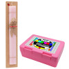 Easter Set, children's snack container PINK & scented flat Easter candle (30cm) (PINK)