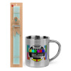 Easter Set, metallic thermal cup (300ml) & aromatic flat Easter candle (30cm) (TURQUOISE)