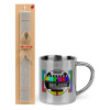 Easter Set, metallic thermal cup (300ml) & Easter aromatic flat candle (30cm) (GRAY)