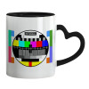 Mug heart black handle, ceramic, 330ml