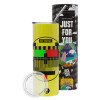 Neon Yellow Travel Tumbler, with metal straw (Stainless steel 304 Food grade, BPA free, 600ml)