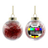 Transparent Christmas tree ball ornament with red filling 8cm