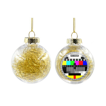 No signal, Transparent Christmas tree ball ornament with gold filling 8cm