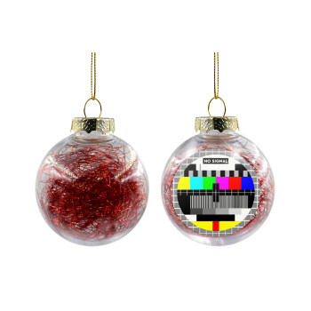 No signal, Χριστουγεννιάτικη μπάλα δένδρου διάφανη με κόκκινο γέμισμα 8cm