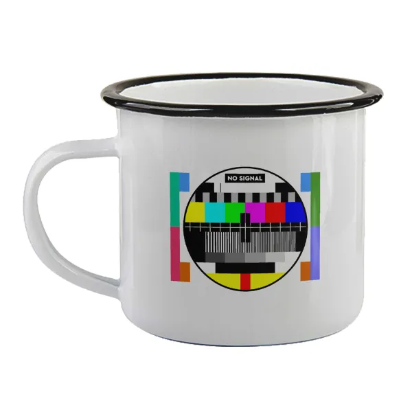 No signal — Enamel mug with black rim, 360ml