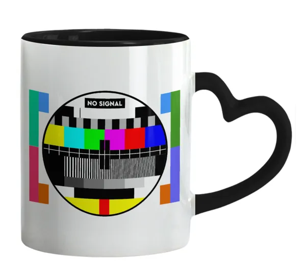 No signal — Mug heart black handle, ceramic, 330ml