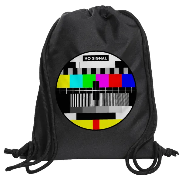 No signal — Τσάντα πλάτης πουγκί GYMBAG Μαύρη, με τσέπη (40x48cm) & χονδρά κορδόνια