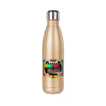 No signal, Glitter gold stainless steel thermos bottle, double-walled, 500ml