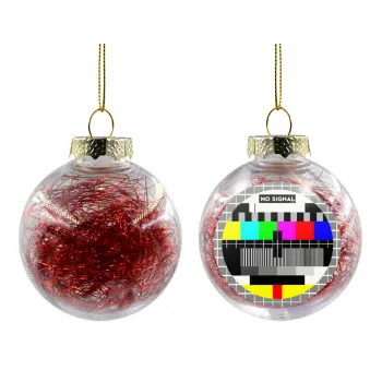 No signal, Transparent Christmas tree ball ornament with red filling 8cm